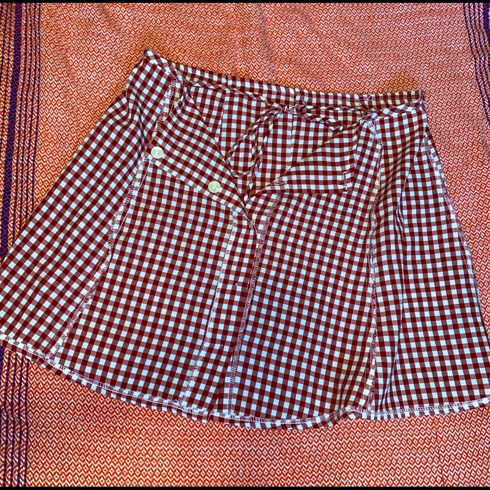 Plaid button down mini skirt